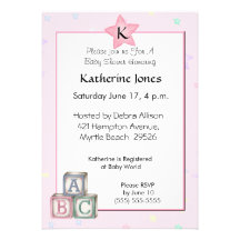 Monogram Star Baby Blocks Personalized Invitations