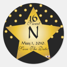 Monogram Star S-16 Polka Dots Save The Date -Cust. Stickers