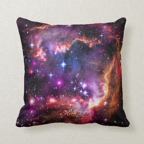 Monogram Starry Wingtip of Small Magellanic Cloud Throw Pillow Monogram Starry Wingtip of Small Magellanic Cloud Throw Pillow