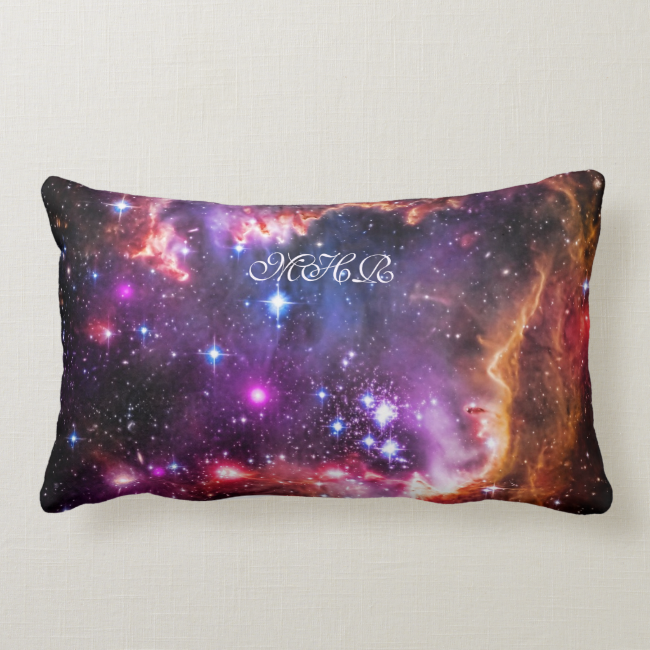Monogram Starry Wingtip of Small Magellanic Cloud Throw Pillows Monogram Starry Wingtip of Small Magellanic Cloud Throw Pillows