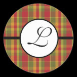 Monogram Sticker Plaid Red Green Tan