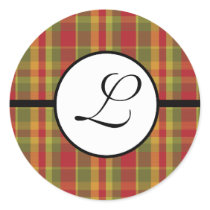 Monogram Sticker Plaid Red Green Tan