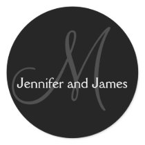 Monogram Stickers for Weddings Black
