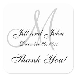 Monogram Stickers Square for Weddings Thank You