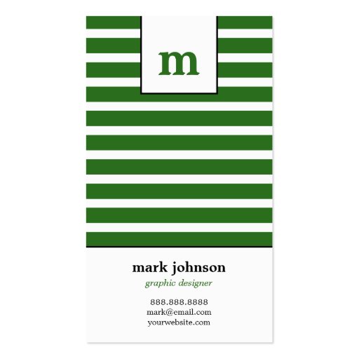 Monogram Stripes Business Card - Green -