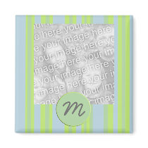 monogram stripes photo frame fridge magnet