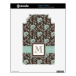 Monogram Teal Brown Damask Kindle 3 Skin