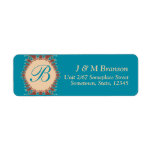 Monogram Teal Earth Lace Address Label