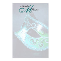 Monogram Teal Masquerade Wedding Stationery