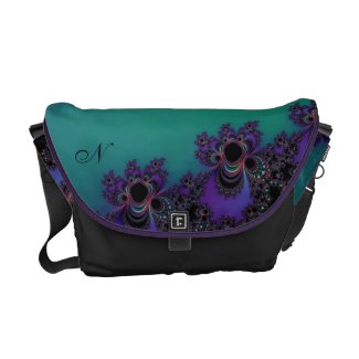 Monogram Teal Purple Fractal Personalized Bag
