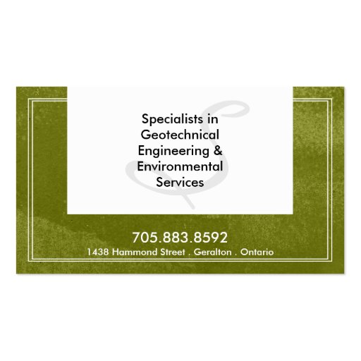 Monogram Texture Engineering Business Card Green (back side)