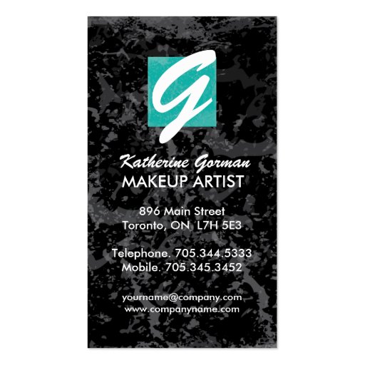 Monogram Textured Makeup Artist Business Cards (back side)