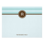 Monogram Thank You Card - Blue Stripes invitations