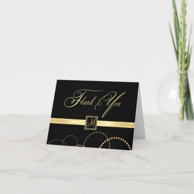 Monogram Thank You Cards - Black and Gold