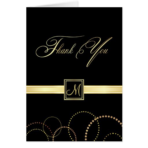 Monogram Thank You Cards Black and Gold Zazzle