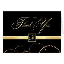 Monogram Thank You Cards - Black and Gold