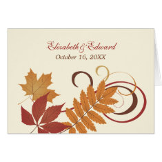 Monogram Thank You Note | Autumn Falling Leaves Cards