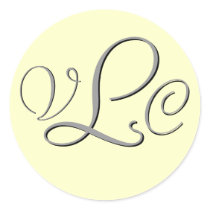 Monogram Three Cream and Grey Sticker by monogramgallery Monogram Three Cream and Grey Sticker
