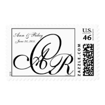 Monogram Three Letters Black and White Postage