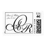 Monogram Three Letters Black and White Postage