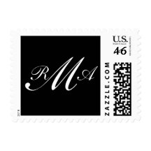 Monogram Three Letters Postage White on Black