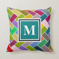 Monogram Tiled Colourful Repeating Pattern Pillow