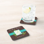 Monogram Turquoise Brown Green Coaster Set (6)