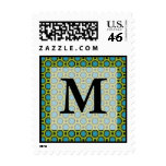 Monogram Turquoise Green Stamps
