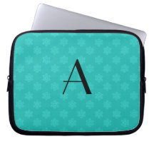 Monogram turquoise snowflakes laptop sleeves