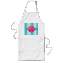 Monogram turquoise stripes apron