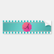 Monogram turquoise stripes bumper stickers