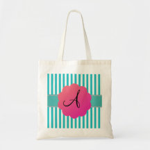 Monogram turquoise stripes canvas bags