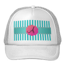 Monogram turquoise stripes mesh hats