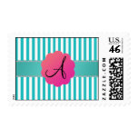 Monogram turquoise stripes stamp