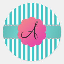 Monogram turquoise stripes sticker