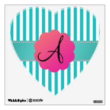 Monogram turquoise stripes wall skin