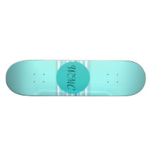 Monogram Turquoise & Turquoise Stripes Skate Boards