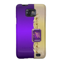 Monogram Two Tone Purple Faux Jeweled Gold Scroll Samsung Galaxy S Case
