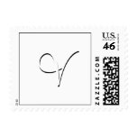 Monogram V Christmas Wedding White Postage