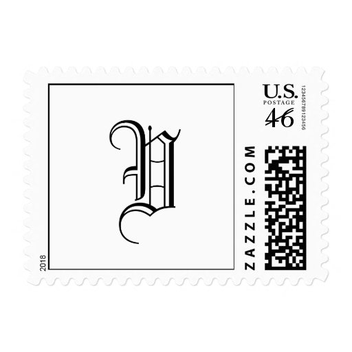 Monogram "V" Postage Old English Style_Black text