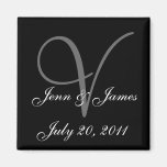 Monogram V Wedding Bride Groom Date Magnet