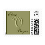 Monogram V Wedding Sage Bride Groom Names Stamp