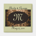 Monogram Vintage Parchment Save The Date Magnet