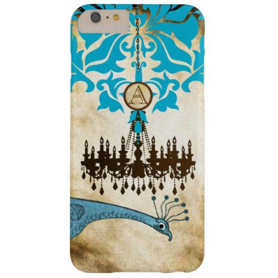 Monogram Vintage Peacock Chandelier Damask iPhone Barely There iPhone 6 Plus Case