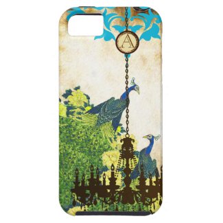 Monogram Vintage Peacock Chandelier Damask iPhone Iphone 5 Case