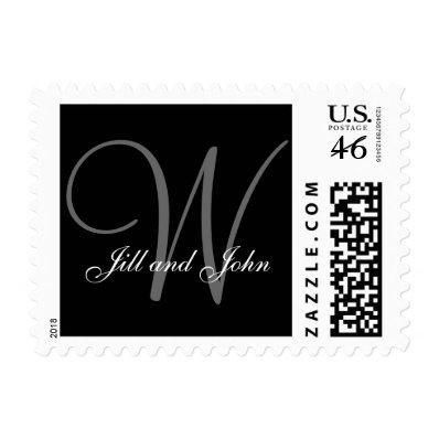 Monogram W  and First Names Postage Black and Grey