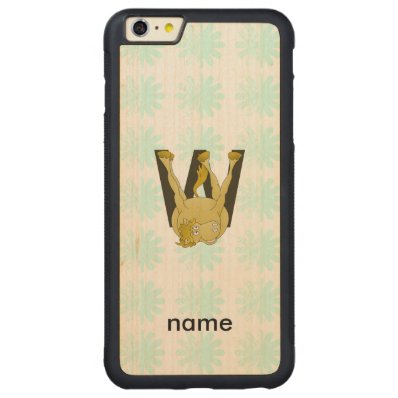 Monogram W Funny Pony Personalized Carved® Maple iPhone 6 Plus Bumper Case