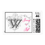 Monogram W Names Wedding Postage Stamps