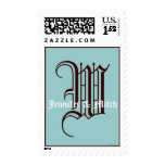 Monogram W Wedding Names Aqua Espresso Postage