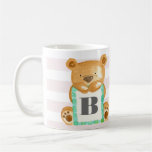 Monogram Watercolor Teddy Bear Personalized Mug